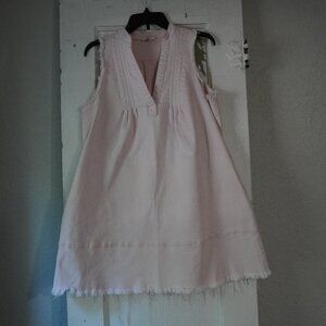 Sugarlips Sleeveless Denim Babydoll Mini Dress Women's Medium Light Pink Raw Hem